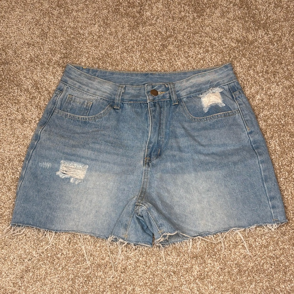 SHEIN Light Blue Distressed Jean Shorts